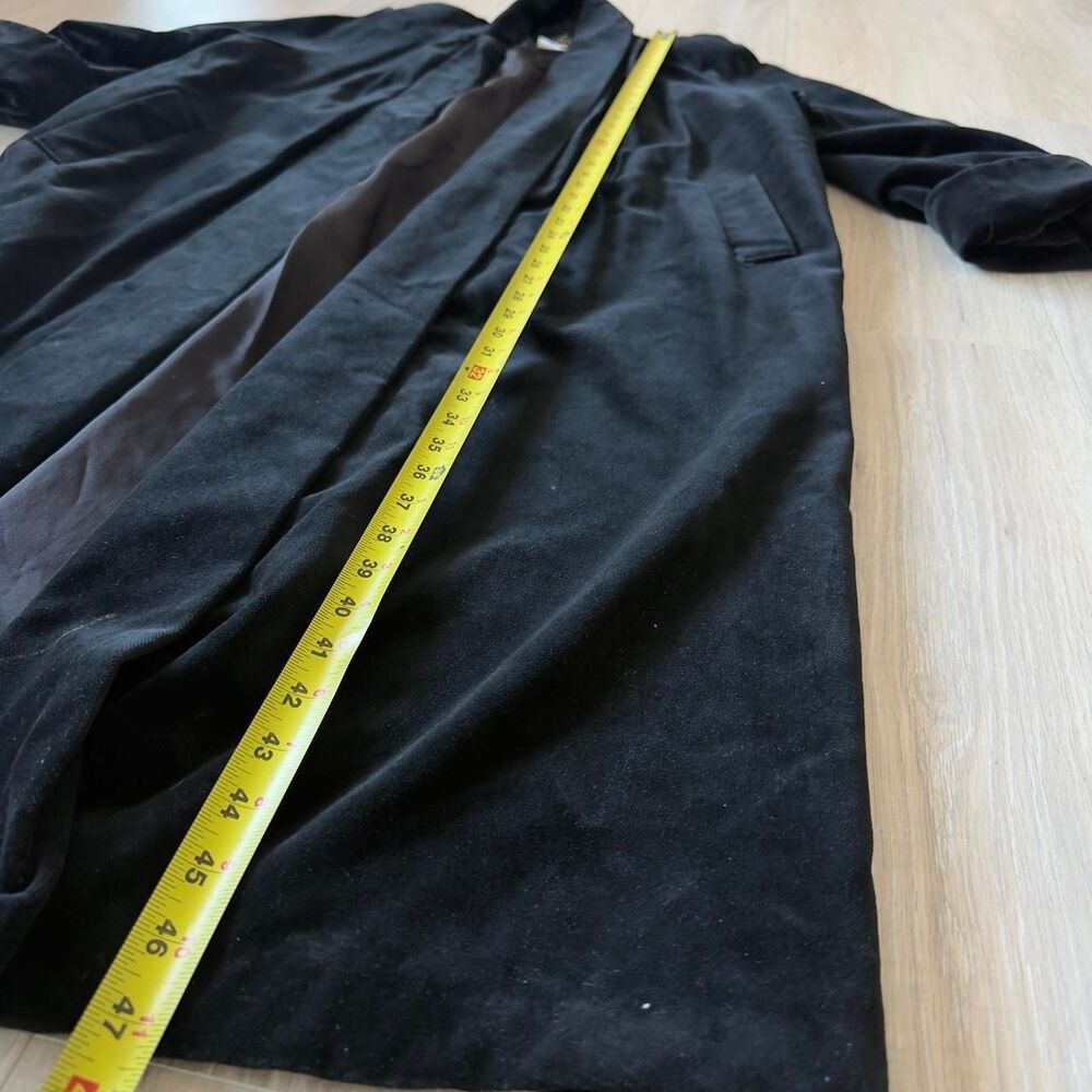 JS Collections Women's Small Black Velvet Long Opera Coat Vintage Old Money Glam - Picture 6 of 7